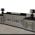 Elegant Modern Reception Desk With Marble Countertop Decorative Patterns And Table Lamps 3d model