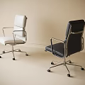 Modern White And Black Office Chairs With Metal Frames And Wheels 3d model