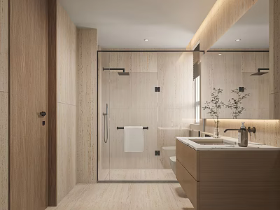 Modern Toilet Shower Room Toilet Washbasin Hotel Toilet Main Bathroom Log 3d model