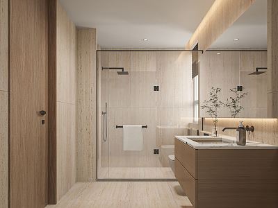 Modern Toilet Shower Room Toilet Washbasin Hotel Toilet Main Bathroom Log model