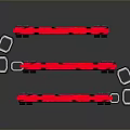 Red Bar Shaped Weapon With Black Grips And Metal Hooks On Reflective Surface