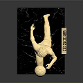 Golden Football Player Statue Home Decor With Black Marble Base And Brooks Inscription