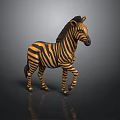 Artistic Zebra Sculpture Carving With Black And Yellow Stripes Standing Pose And Glossy Surface