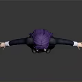 3D Anime Girl Character With Purple Hair White Collar And Cross Necklace