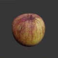 Fresh Red Yellow Striped Apple On Dark Background With Glossy Surface 3d model
