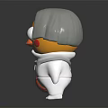 Doll With Gray Hair Yellow Face Big Eyes Red Cheeks In White Spacesuit Holding Basketball
