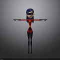 Cartoon Superhero Character With Red Black Suit Blue Hair And Outstretched Arms
