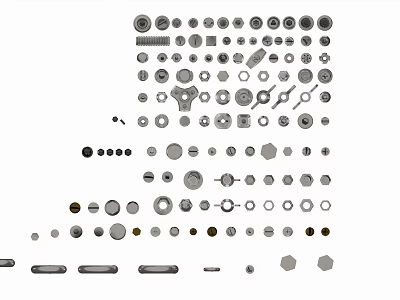 Diverse Collection of Hardware Tools Including Bolts Nuts Washers Screws and Fasteners 3d model