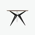 Modern Round Side Table With Wooden Tabletop And Black Metal Crossed Legs