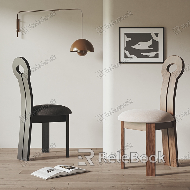 Quiet Style Dining Chair Combination Dining Chair Single Chair Chair Leisure Chair Wall Lamp Decorative Painting model