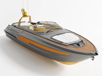 Modern Stylish Yacht With Gray Orange Accents And Wooden Deck 3d model Modern Stylish Yacht With Gray Orange Accents And Wooden Deck 3d model