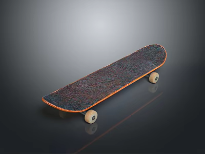 Durable Skateboard With Black Deck Orange Edge And Smooth Wheels For Daily Use 3d model