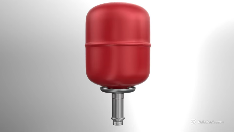 Red Mechanical Pressure Vessel With Metallic Base And Threaded Connection 3d model