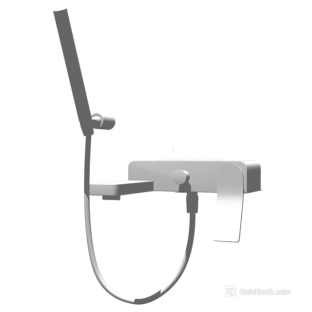 Modern Shower Head System With Handheld Sprayer Wall Mounted Control Knob And Flexible Hose 3d model 