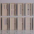 Wooden Swing Doors With Glass Panels In Various Styles Neatly Arranged