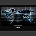 Acer Laptop Screen Displays World Map With Blue Global Network Connections