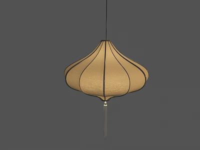 Elegant Beige Fabric Pendant Decorative Lamp With Pleated Design And Tassel 3d model