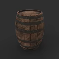 Sculptural Carving Of Wooden Barrel With Rustic Design And Dark Hoops