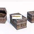 Three Vintage Wooden Trunks with Rustic Design and Metal Clasps