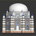 Ancient Architecture With White Dome Striped Columns Blue Spires And Ornate Decorations
