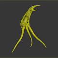 Red Animal With Long Thin Legs Curved Segmented Body And Reflection On Dark Background