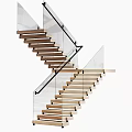 Modern Floating Stairs With Wooden Treads Glass Railing And Steel Handrail Design