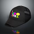 Black Trucker Cap with Colorful INDRO ITTRA Logo and Mesh Back Design