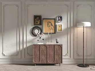 French Side Cabinet Painting Floor Lamp 3d model
