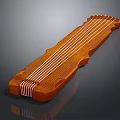 Wooden String Musical Instrument With Glossy Brown Surface And Reflection On Dark Background