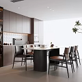 Modern Restaurant Interior Design With Wooden Dining Table Leather Chairs And Large Window