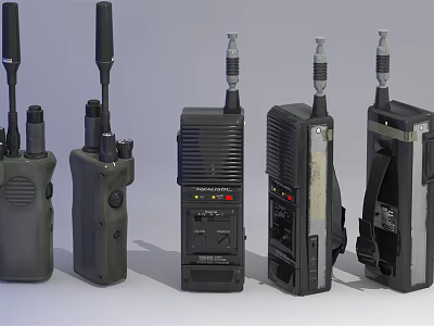 Vintage Wireless Doorbell Devices With Various Handheld Designs And Styles 3d model