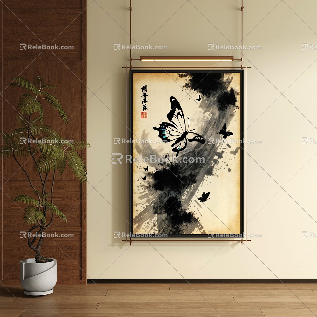 New Chinese style suspender painting 3d model