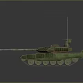 Green Military Tank With Armored Design Long Gun Barrel And Metal Tracks