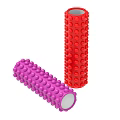 Red And Purple Foam Rollers With Textured Massage Nodes For Fitness Muscle Recovery