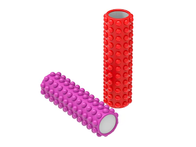 Red And Purple Foam Rollers With Textured Massage Nodes For Fitness Muscle Recovery 3d model