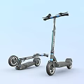 Two Modern Electric Scooters With Handlebars Wheels And Black Blue Design 3d model