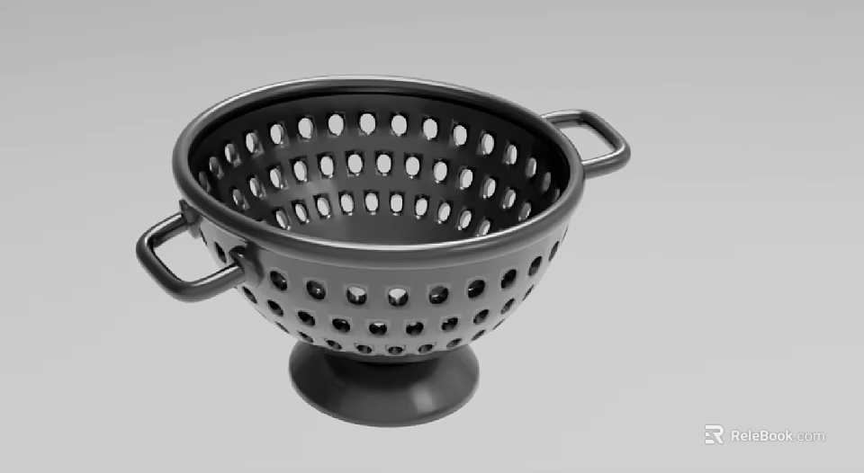 Black Perforated Decorative Ornament Set With Two Handles And Base Stand 3d model 