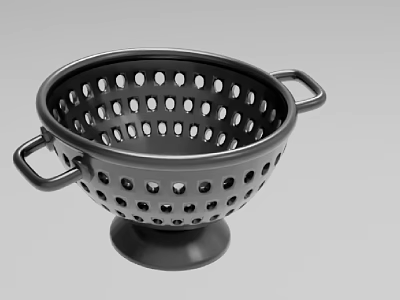 Black Perforated Decorative Ornament Set With Two Handles And Base Stand 3d model