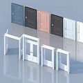 Hinged Doors In Various Colors And Styles For Modern Interior Design 3d model