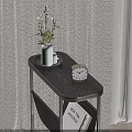 Minimalist White Side Table With Vase Clock And Magazines In Bedroom Setting