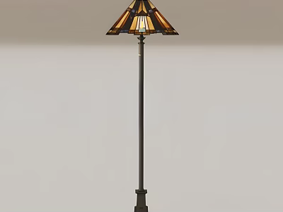 Elegant Stained Glass Floor Lamp With Classic Metal Pole And Decorative Design 3d model