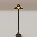 Elegant Stained Glass Floor Lamp With Classic Metal Pole And Decorative Design