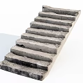 Worn Concrete Stairs With Gray Textured Surface And Straight Multiple Steps 3d model