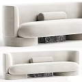 Modern Beige Velvet Sectional Sofa With Round Armrests And Marble Base 3d model