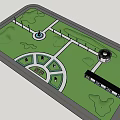 Park Landscape with Diverse Trees Winding Paths and Central Green Area