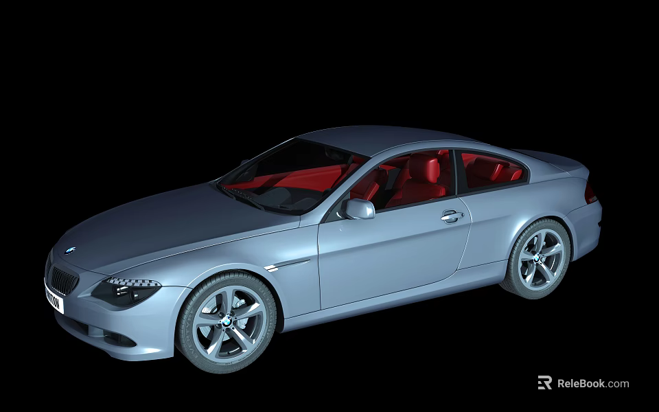 Silver Two Door Sports Car With Red Interior And Sporty Wheels 3d model 