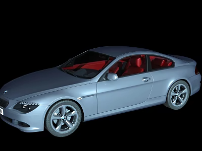 Silver Two Door Sports Car With Red Interior And Sporty Wheels 3d model