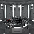 Advanced Car Frame Structure Showcased In Modern Futuristic Tech Lighting Space 3d model