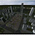Modern City Aerial View With Skyscrapers Scenic Lake And Commercial District