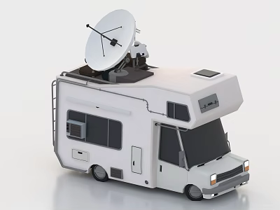 Functional Camper Van With Satellite Dish For Mobile Travel And Living 3d model